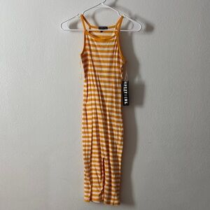 Discovery Yellow and White Striped Midi Dress